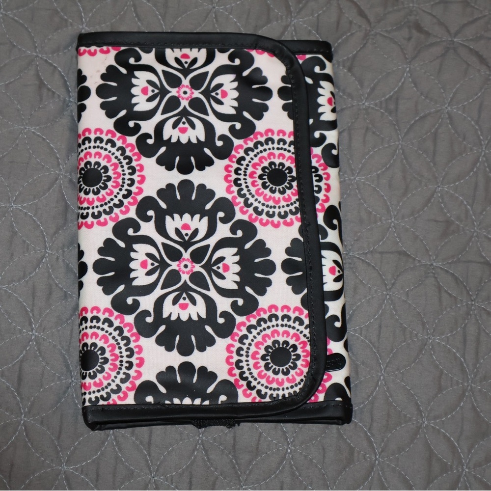 Thirty-one Black and Pink Floral Patterned Encased Note Pad